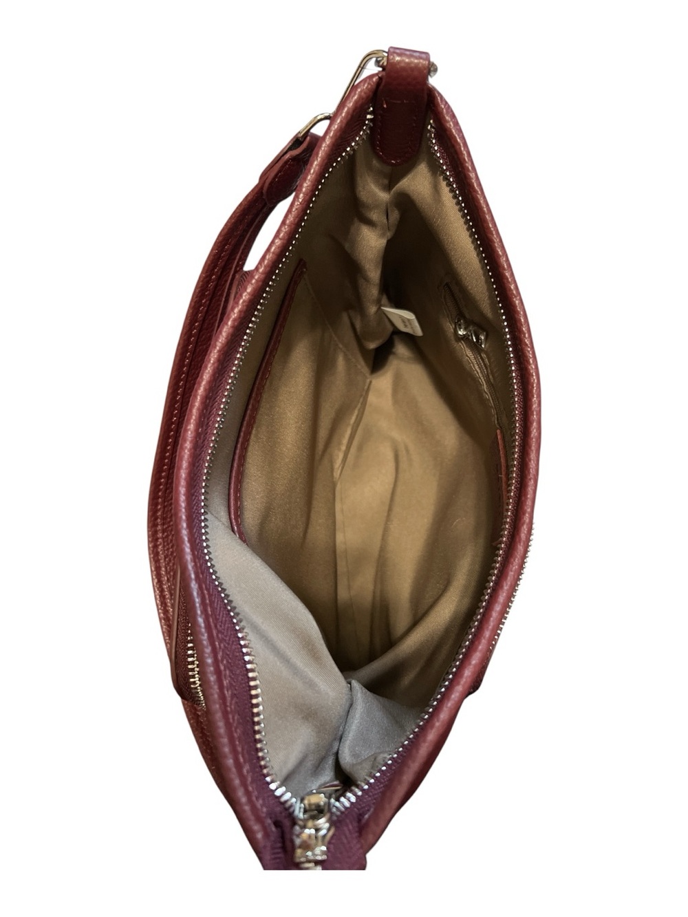 Befen Pebbled Leather Shoulder Bag in Burgundy Red - Picture 7 of 16